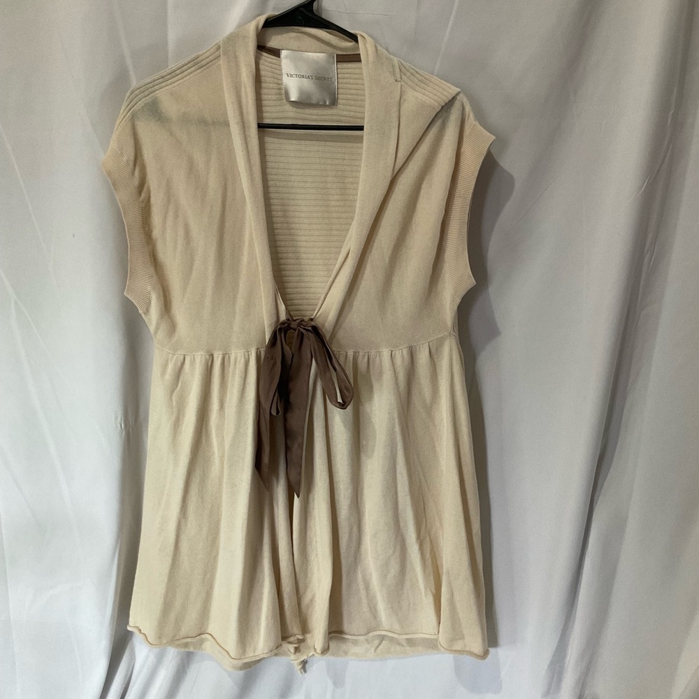 Victoria's Secret Cream Knit Tie-Front Sleeveless Top